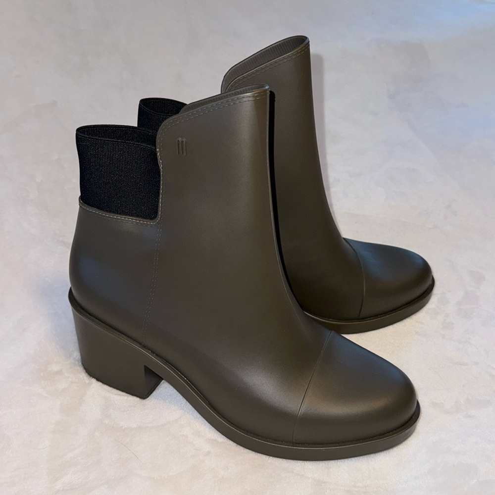 Melissa Olive Green & Black Ankle Booties